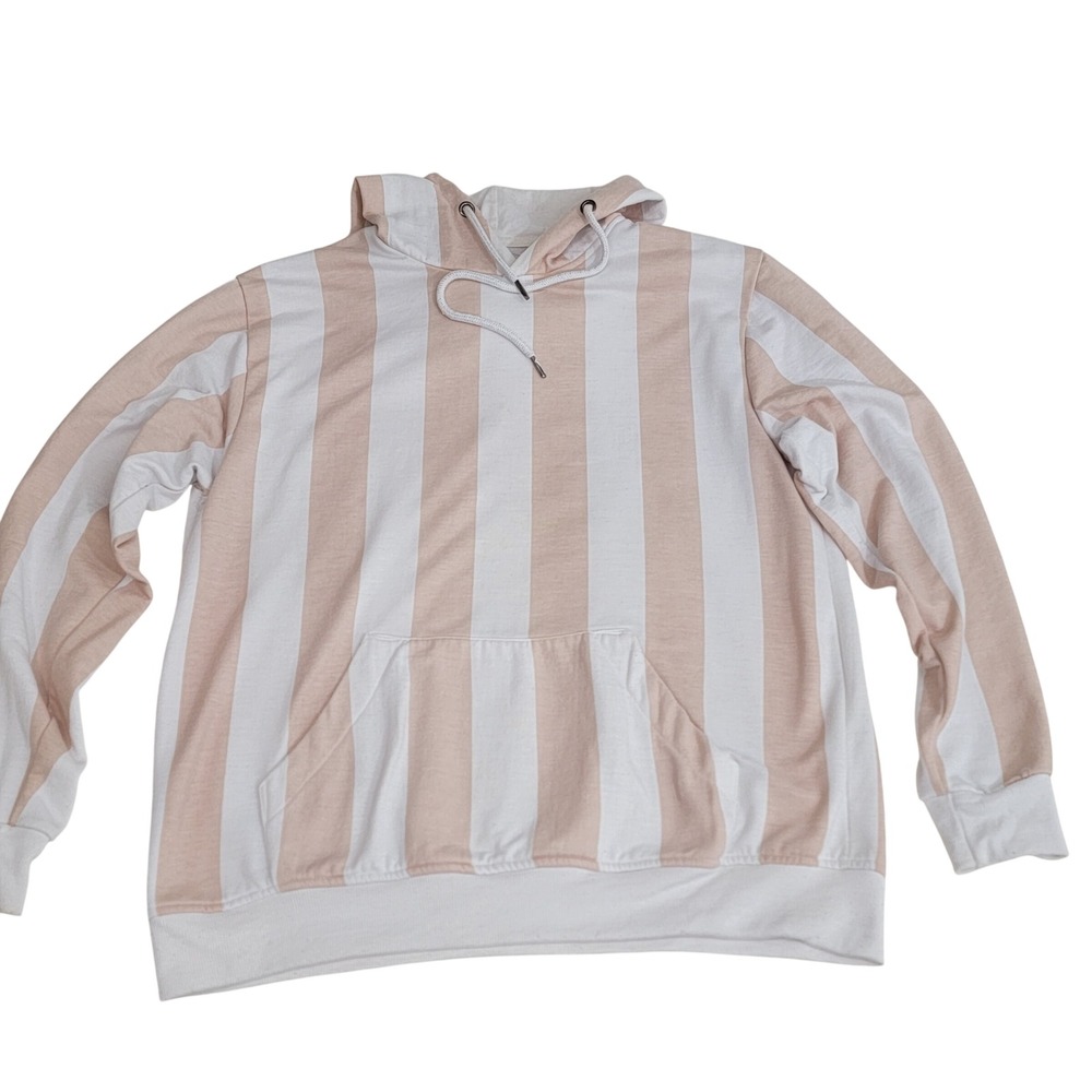 Huntington BC Beach Club Mens XL Striped Hoodie Peach‎ White Surf Style HF9GD0GW